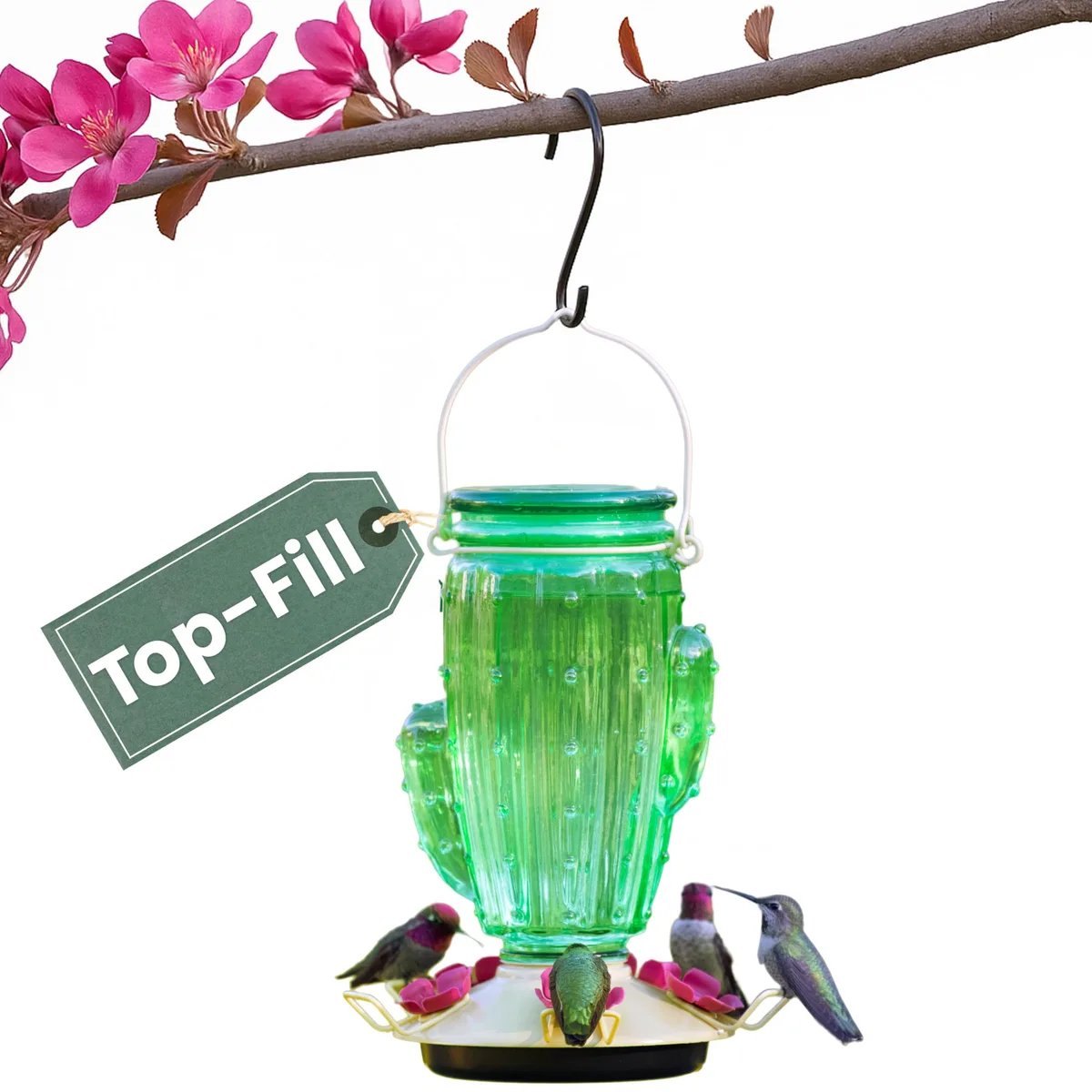 Perky Pet 32oz Cactus Glass Top Fill Hummingbird Feeder - Image 2