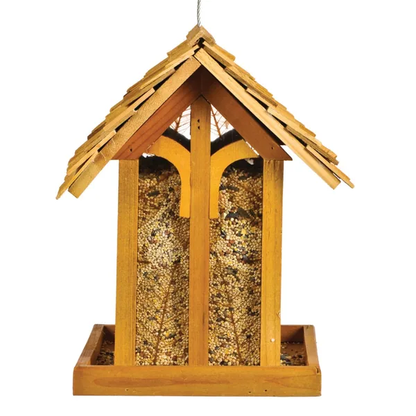 Perky Pet Wood Mountain Chapel Feeder Hang Or Post Mount