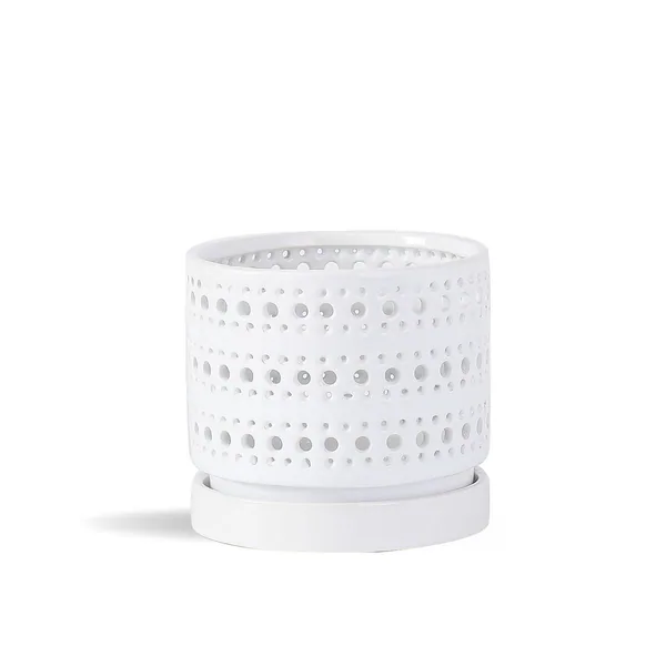 PHG 6"x5.5" Moon Gate Orchi Orchid Planter Bright White