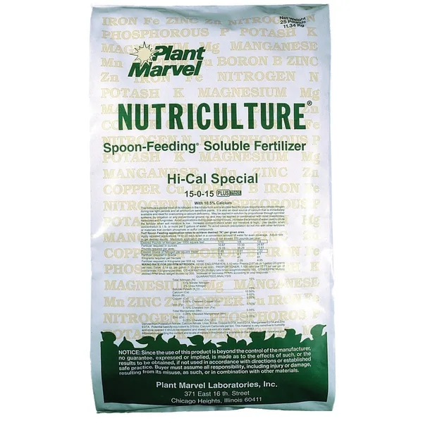 Plant Marvel Nutriculture 25LB 15-0-15 Plus Hi-Cal Special 10.5% Ca
