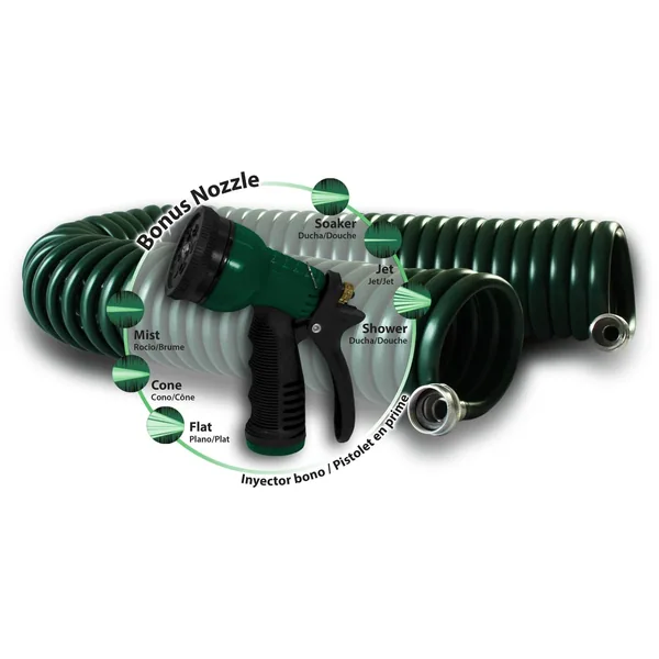 Plastair Springhose W/ Nozzle Hunter Green
