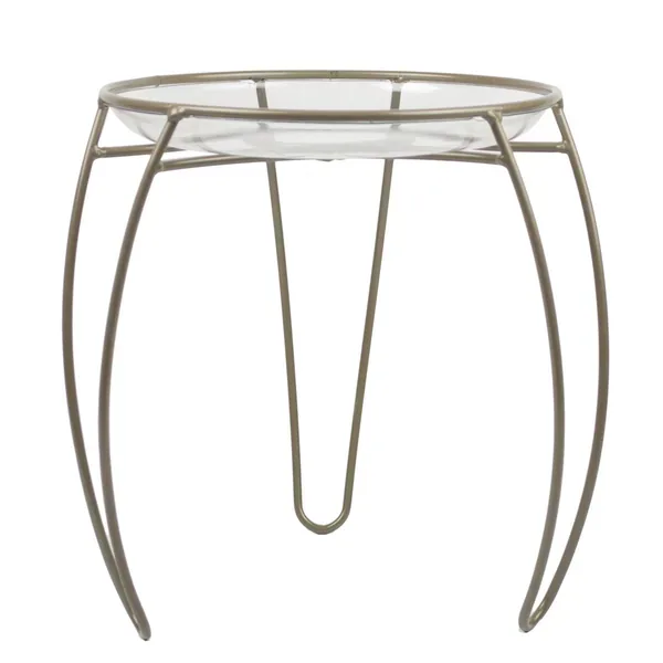 Plastec 12" Metal Main Street Plant Stand w/Scroll Taupe - Image 2