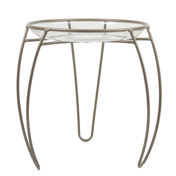 Plastec 12" Metal Main Street Plant Stand w/Scroll Taupe