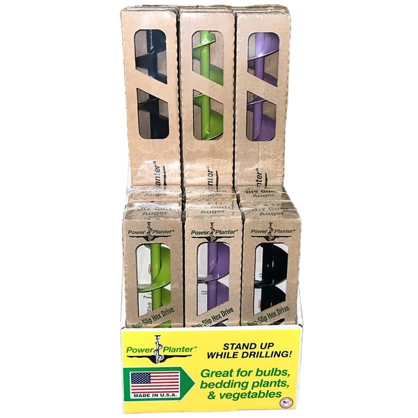 Power Planter 6pc 3"x24" Garden Auger Assortment Lime/Purple/Black