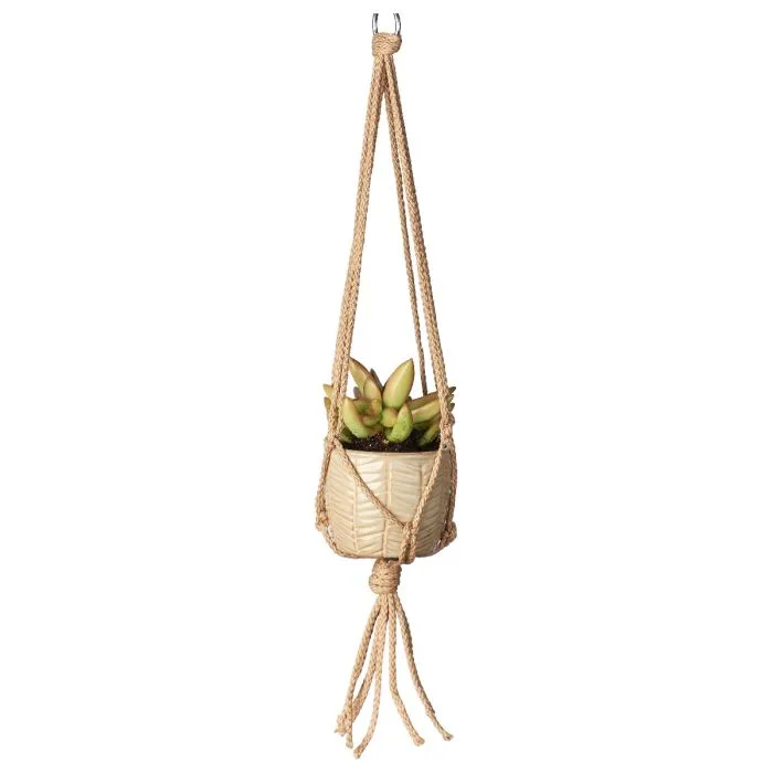 Primitive 18" Mini Tan Macrame Hanger - Image 2