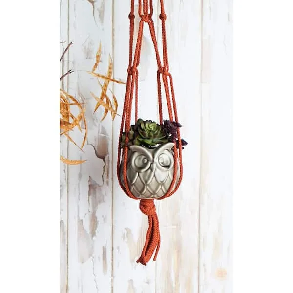 Primitive 36" Rust Macrame Plant Hanger - Image 2