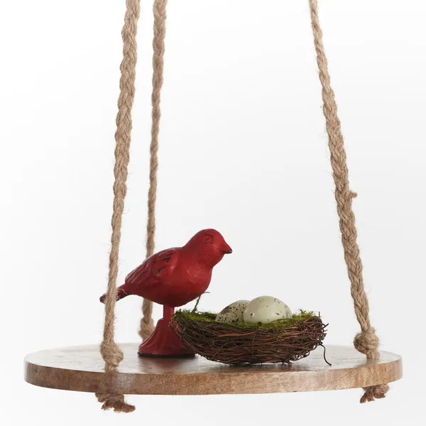 Primitive Hanging Wooden Round Jute