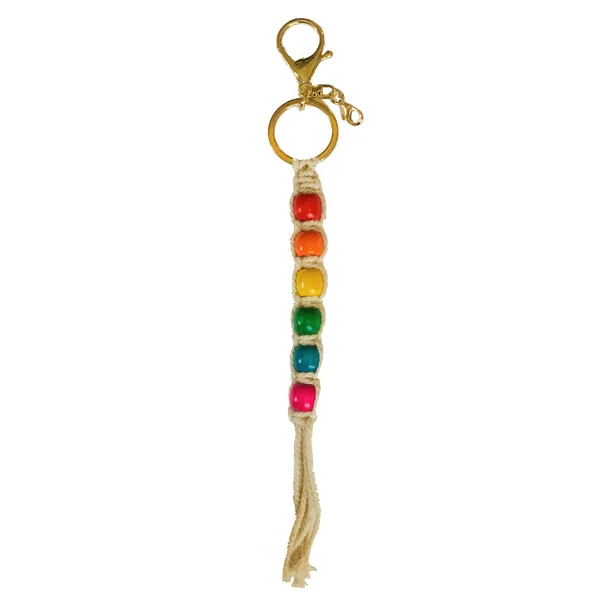 Primitive Rainbow Macrame Key Chain