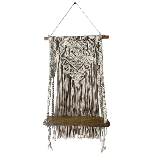 Primitive Small Beaded Wooden Shelf - Image 2