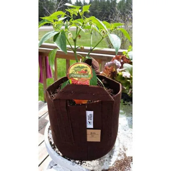 Root Pouch #05 w/ Handle Brown Multi Use 5gal Fabric Pot - Image 2
