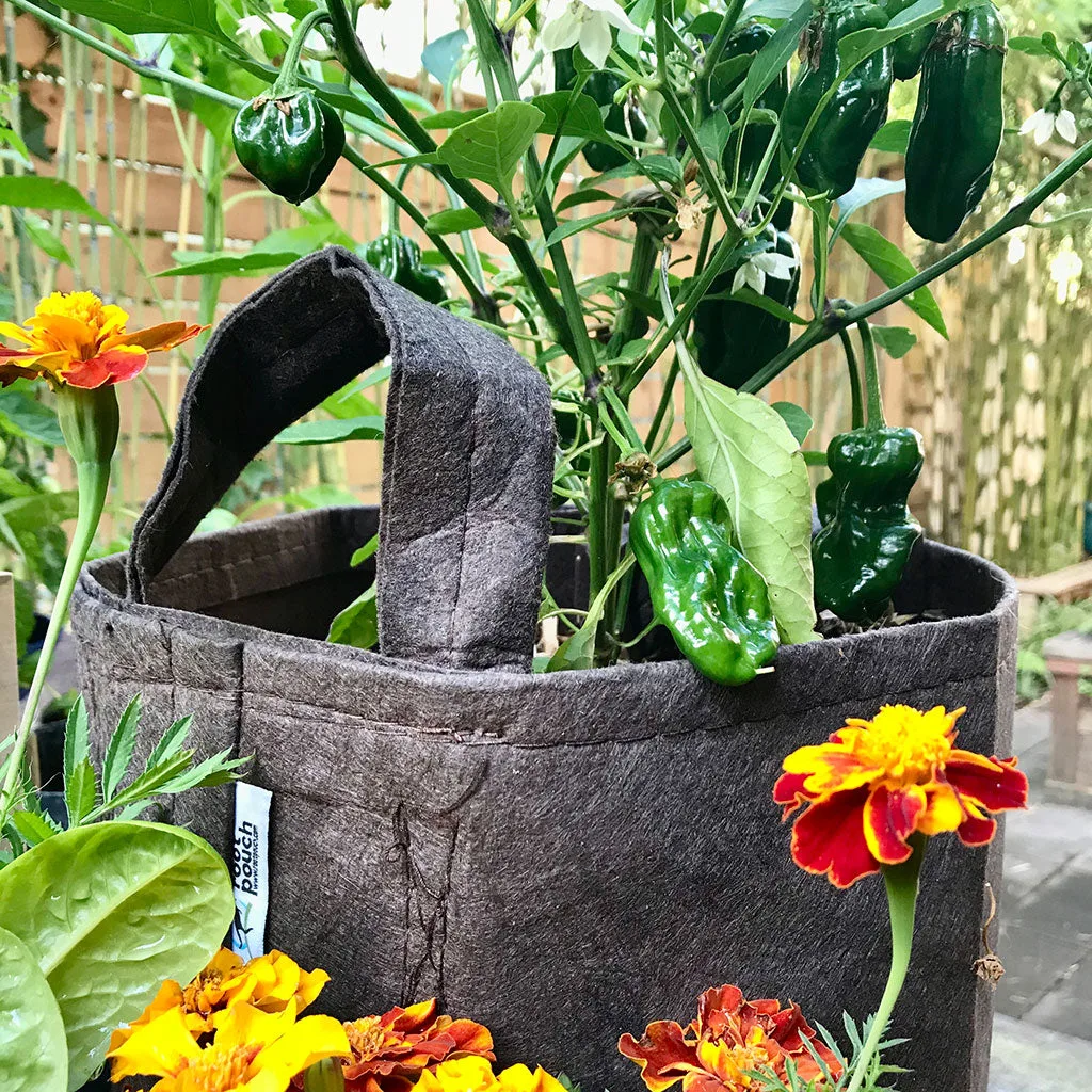 Root Pouch #05 w/ Handle Grey Natural Blend 5gal Fabric Pot - Image 2