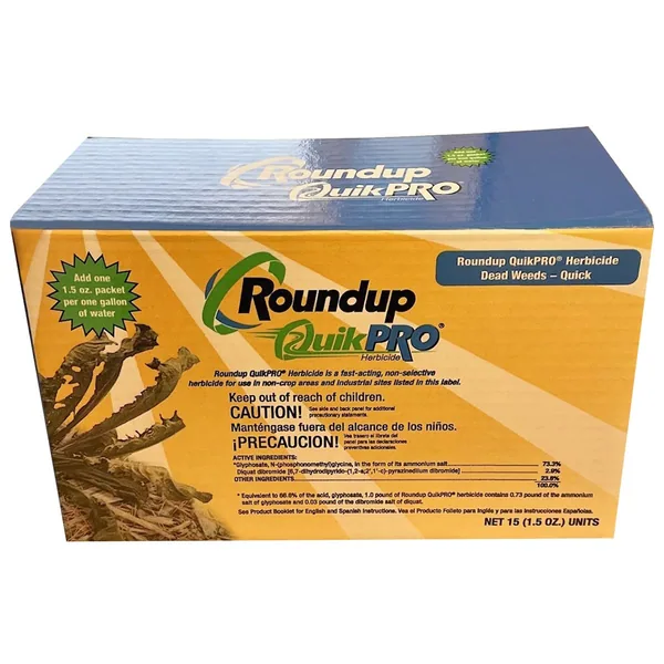 RoundUp QuikPro Pack of 15 x 1.5oz Pouches ( Glyphosate, Diquat dibromide )