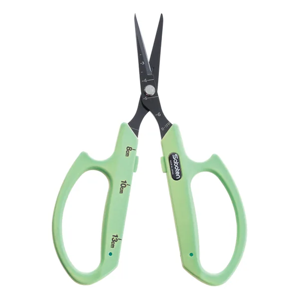 Saboten Fluorine Coated Angled Blade Trimming Scissors, Green (PT-2)