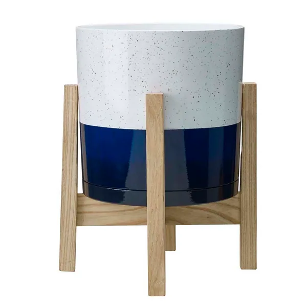 Southern Patio 8" Henrietta Planter Wood Stand White/Blue