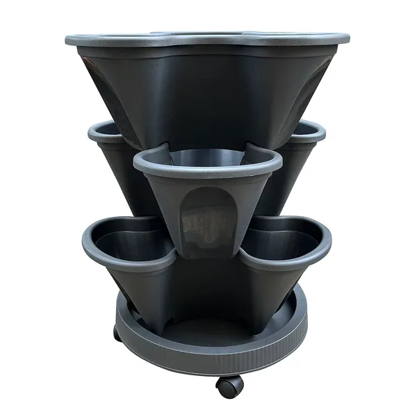 Southern Patio Berry 3 Layer Planter Black Plus Base