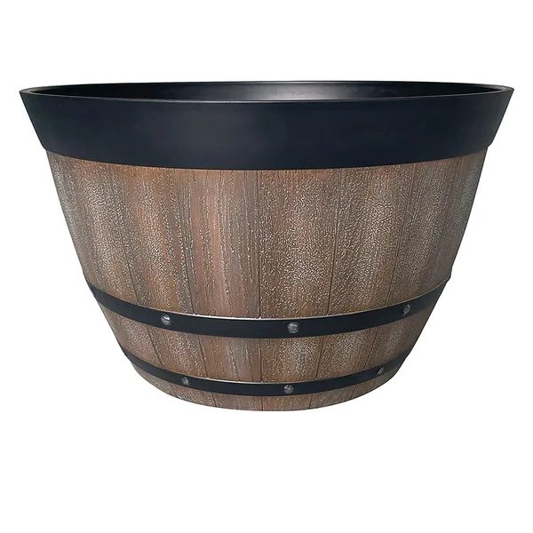 Southern Patio Pinot Barrel Planter Natural Oak