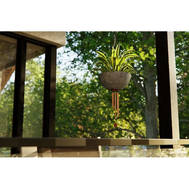 SSI Hang Planter Charcoal Wind Chime with Rack - Image 2