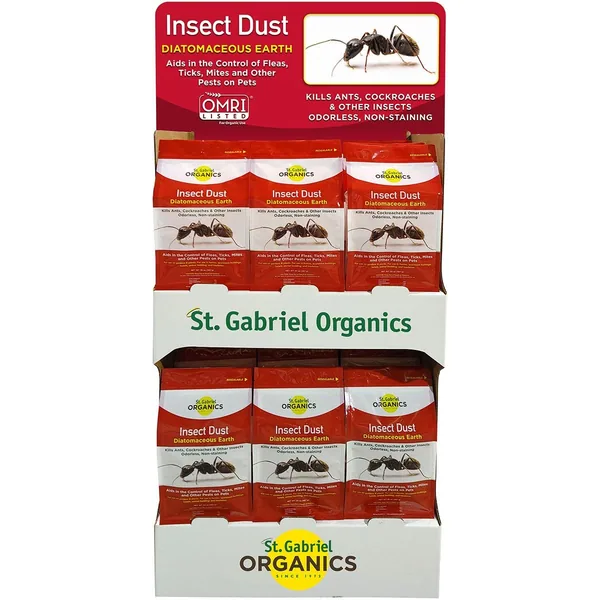 St Gabriel 18pc 20oz Insect Dust Diatomaceous Earth Resealable Bag Display