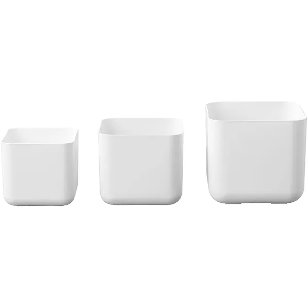 StoneArt Rubi Square White Nested Planters, 3 Pots Each (Case of 4 Sets)