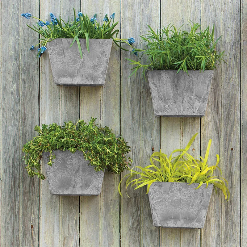 StoneArt Ella 8.5" Wall Pot Grey - Image 2