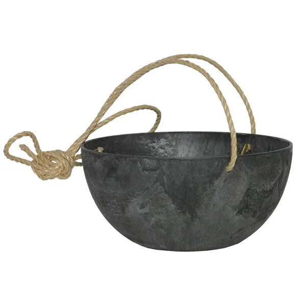 StoneArt Napa Hanging Bowl w/ Rope Black