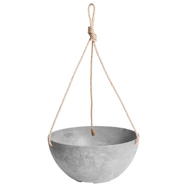 StoneArt Napa Hanging Bowl w/ Rope Grey
