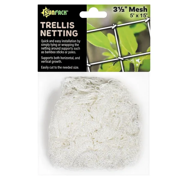 Sunpack 5'x15' Woven Trellis Netting 3.5" Mesh