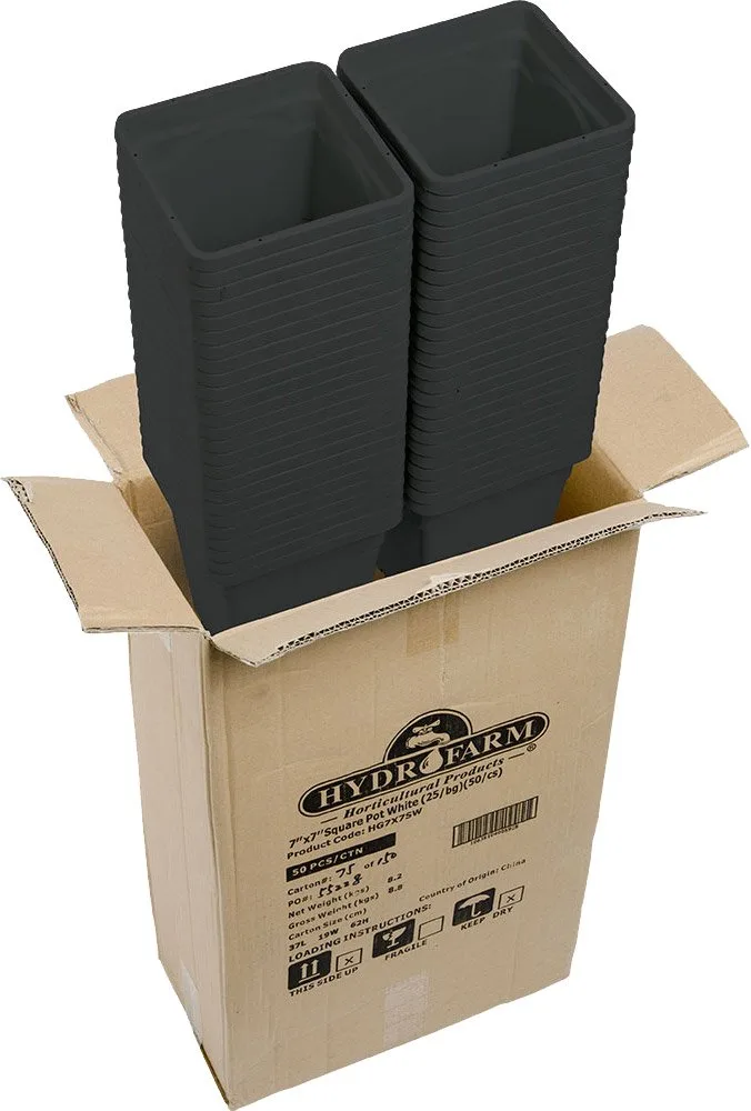 Sunpack 7" x 7" Square Pot, Black (9" Tall) - Image 2