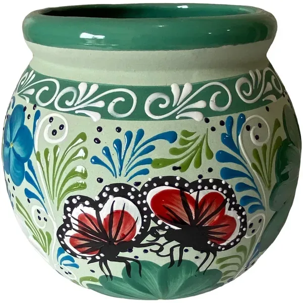 Talavera 11.5" Bella Especial Esfera Pot Teal - Image 2