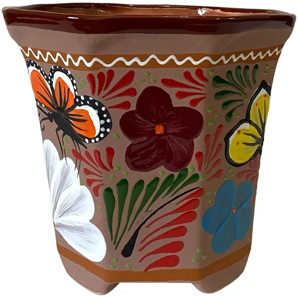 Talavera 8" Bella Especial Octagonal Pot Lite Blue - Image 2