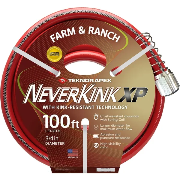 Teknor 3/4"x100' NeverKink XP Farm & Ranch Hose Red