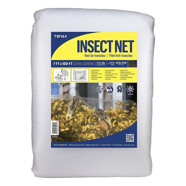Tenax 7'x100' Insect & Cicada Net Clear.15"x.15" Mesh