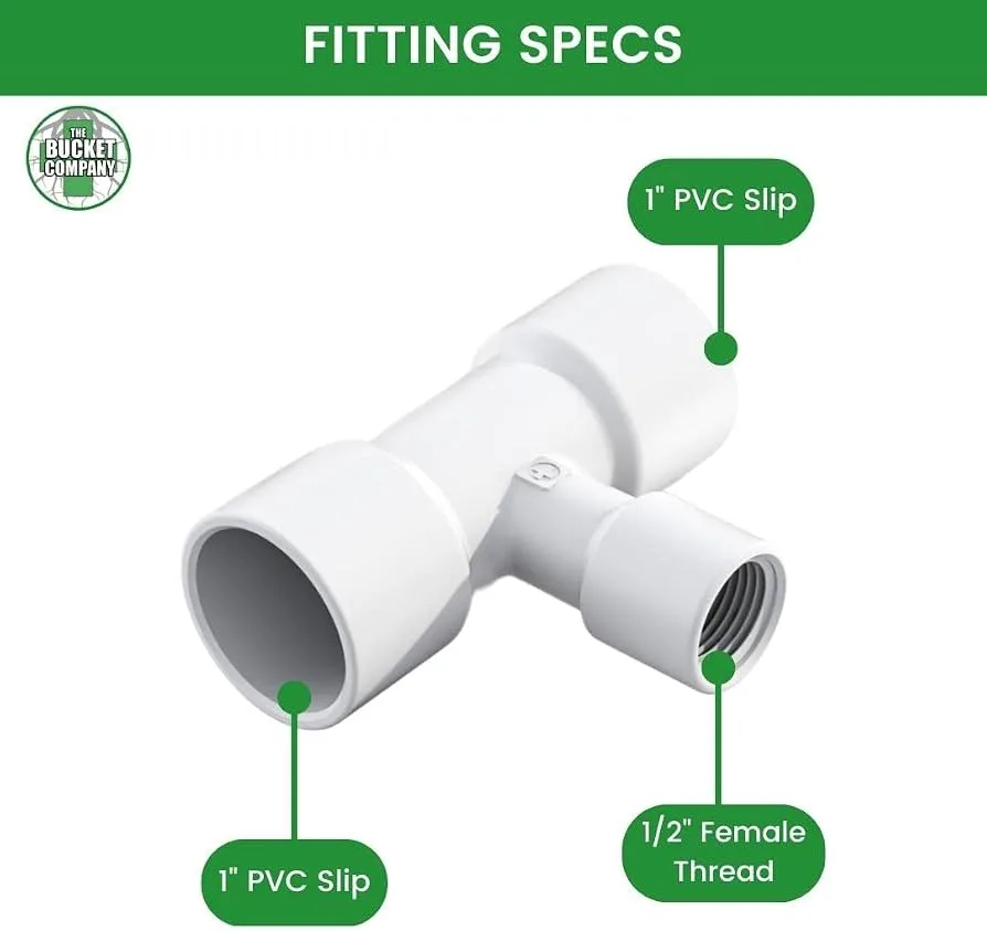 1/2" FPT - 1" PVC Slip Tee - Image 2