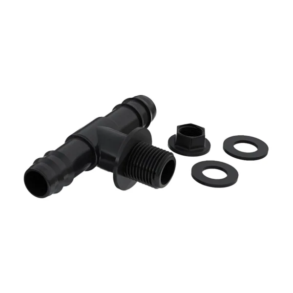 1/2" MPT w/ Nut & Gaskets - 3/4" Barb Tee