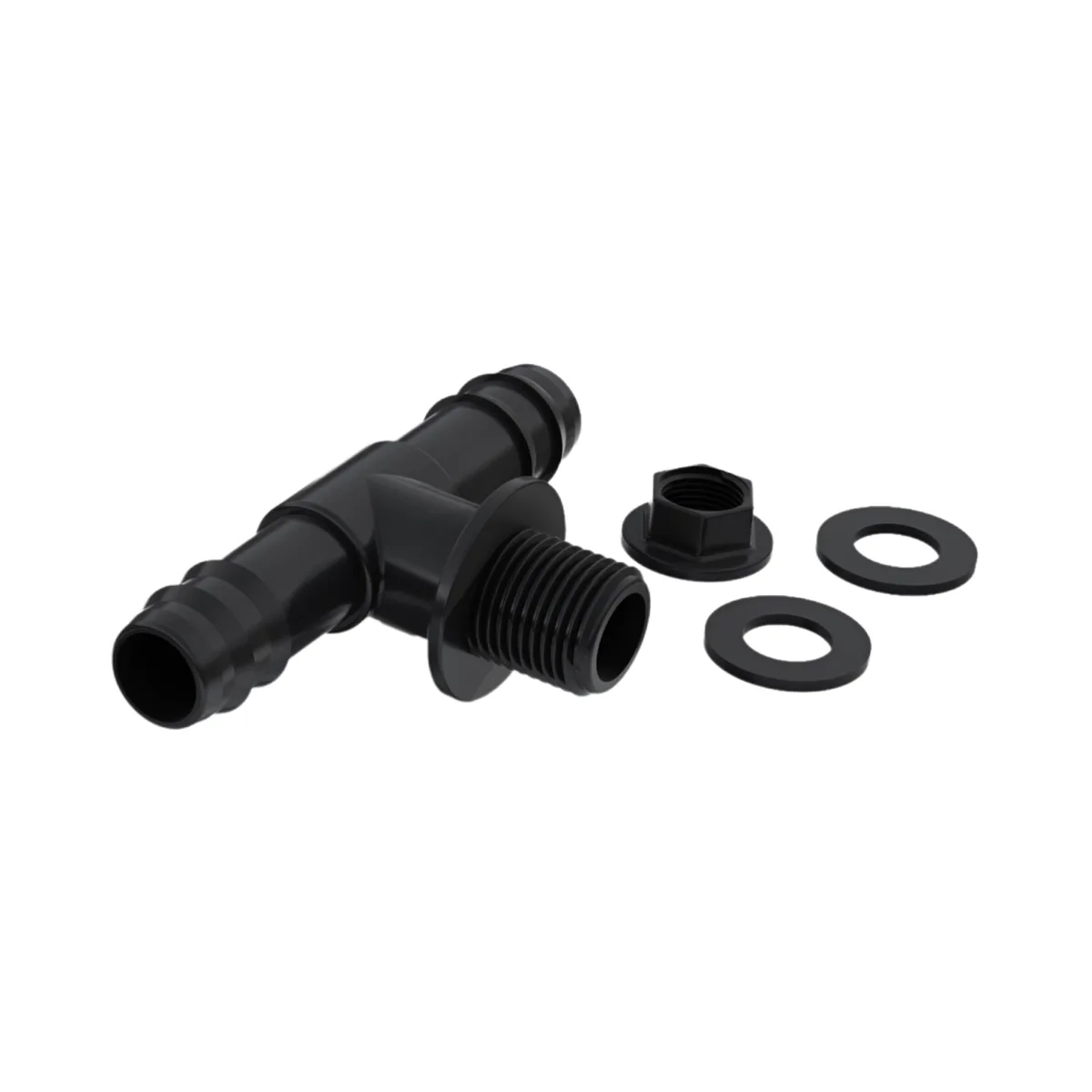 3/8″ MPT w/ Nut & Gaskets - 3/4″ Barb Tee - Image 2