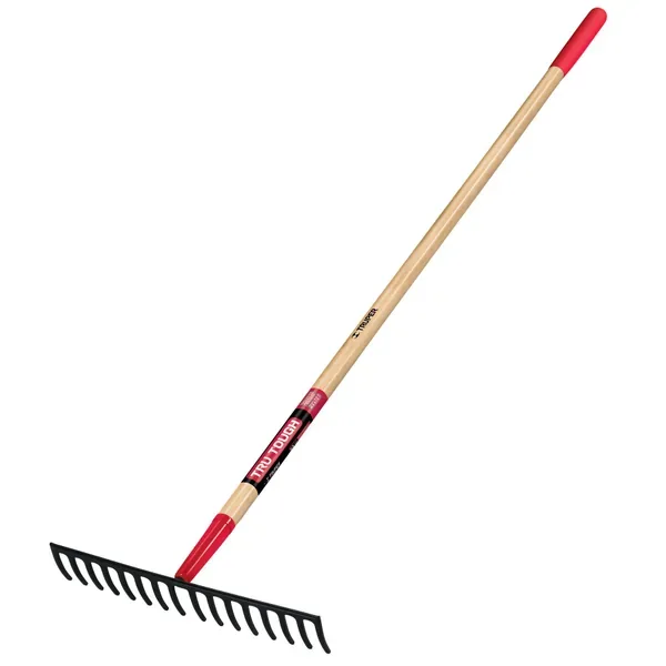 Truper Trutough 16 Tine Level Head Rake 6" Cushion Grip Wood Handle - Image 2
