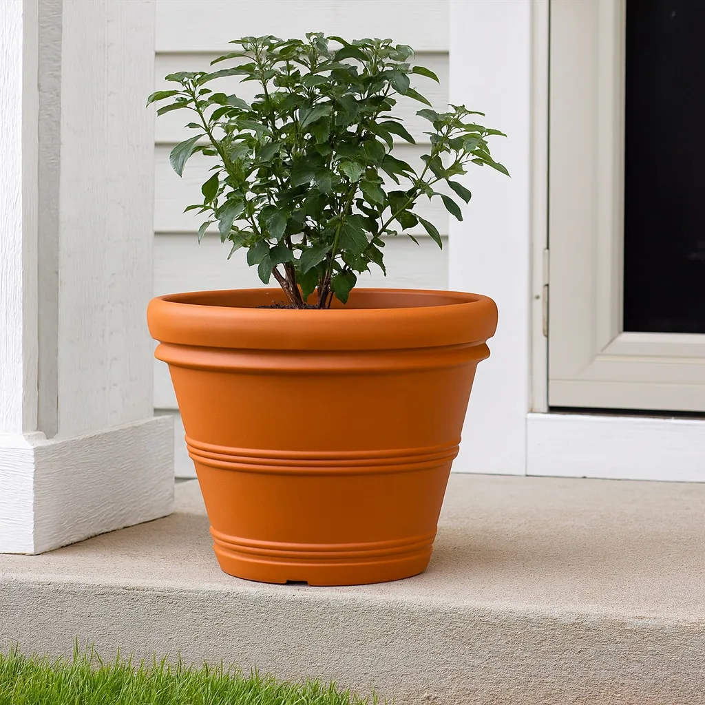 Tusco 13.5" Rolled Rim Planter Terra Cotta - Image 2
