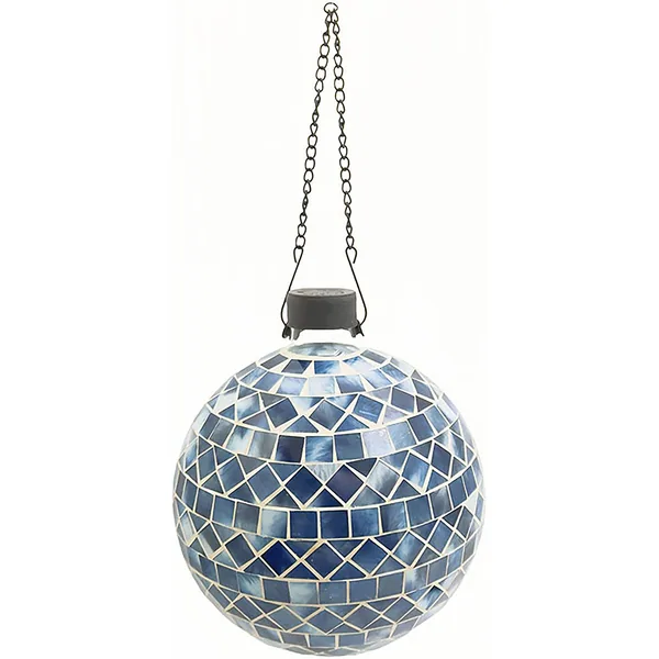 VCS 10" Blue Triangle & Square Glass Globe w/ Hanging Chain