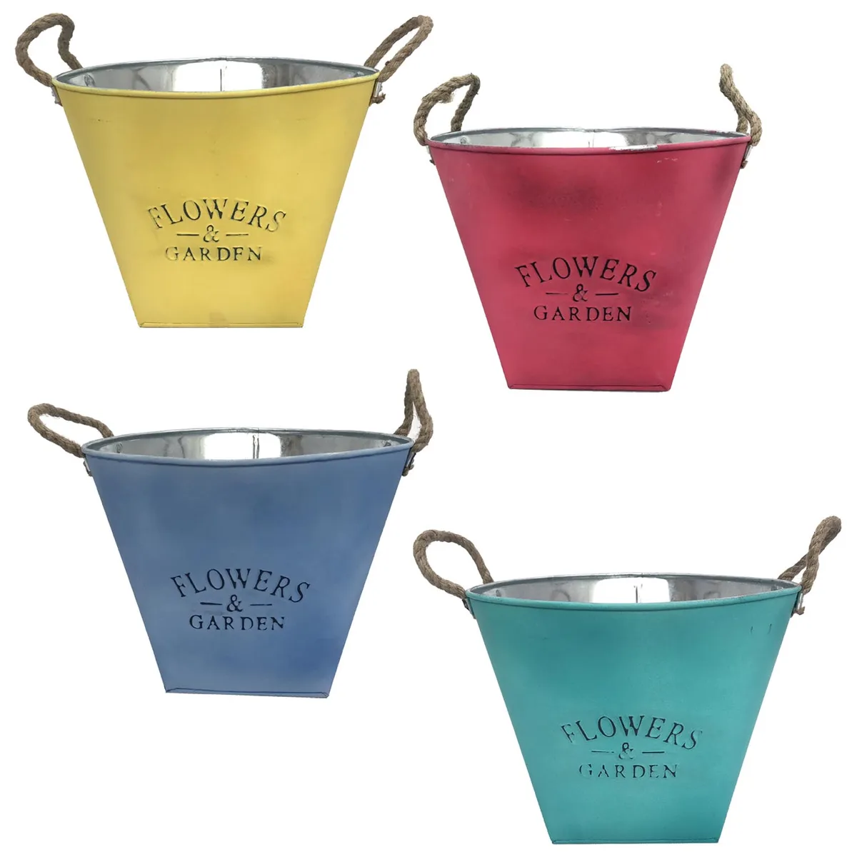 VCS 10" Colorful Flowers & Garden Metal Planters - Image 2