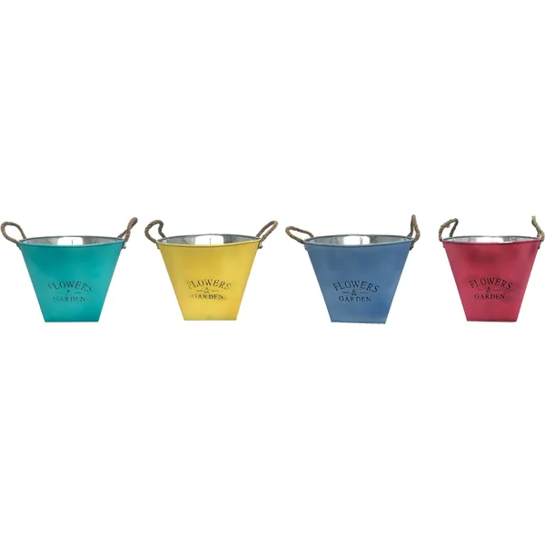 VCS 10" Colorful Flowers & Garden Metal Planters