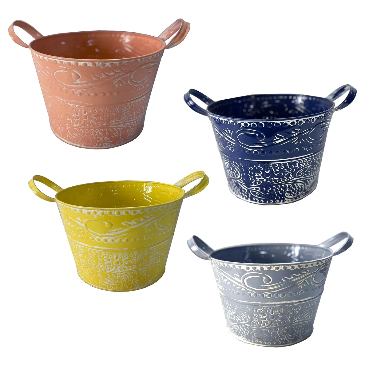 VCS 10" Embossed Planters with White Rub - Image 2