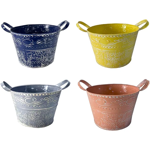 VCS 10" Embossed Planters with White Rub