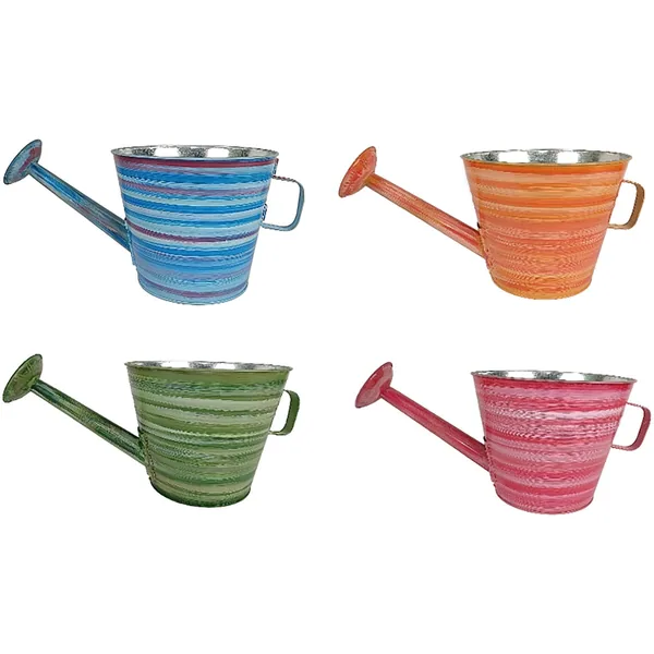 VCS 10" KD Watering Can Planters Colorful Stripe
