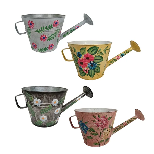 VCS 10" KD Watering Can Planters Hand Painted Floral