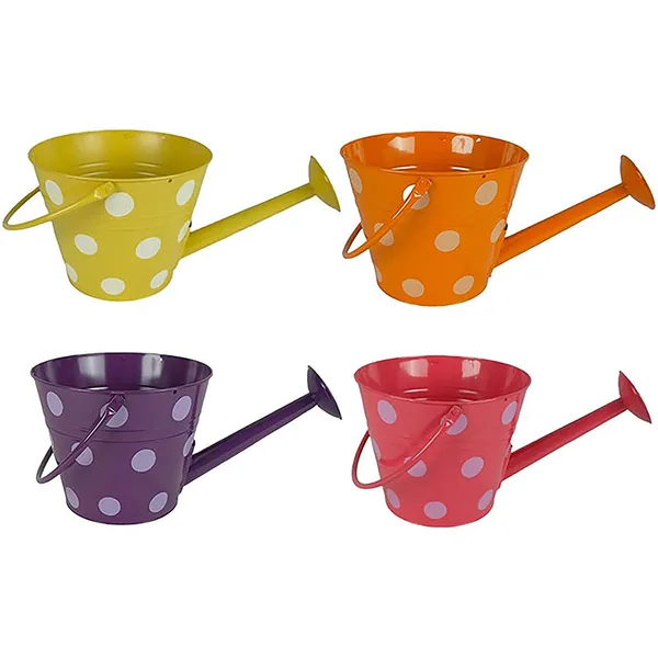VCS 10" Watering Can Planter with Handle Polka Dot