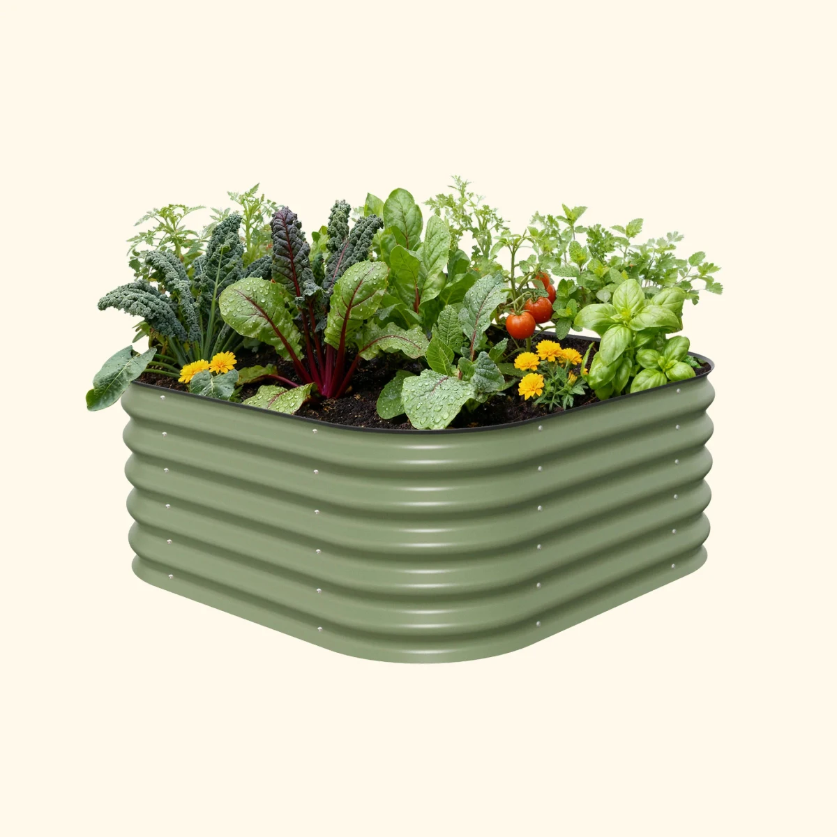 Vego Garden 17" 4 in 1 Modular Metal Raised Bed Olive Green