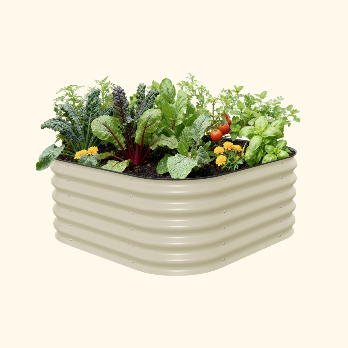 Vego Garden 17" 4 in 1 Modular Metal Raised Bed Pearl White
