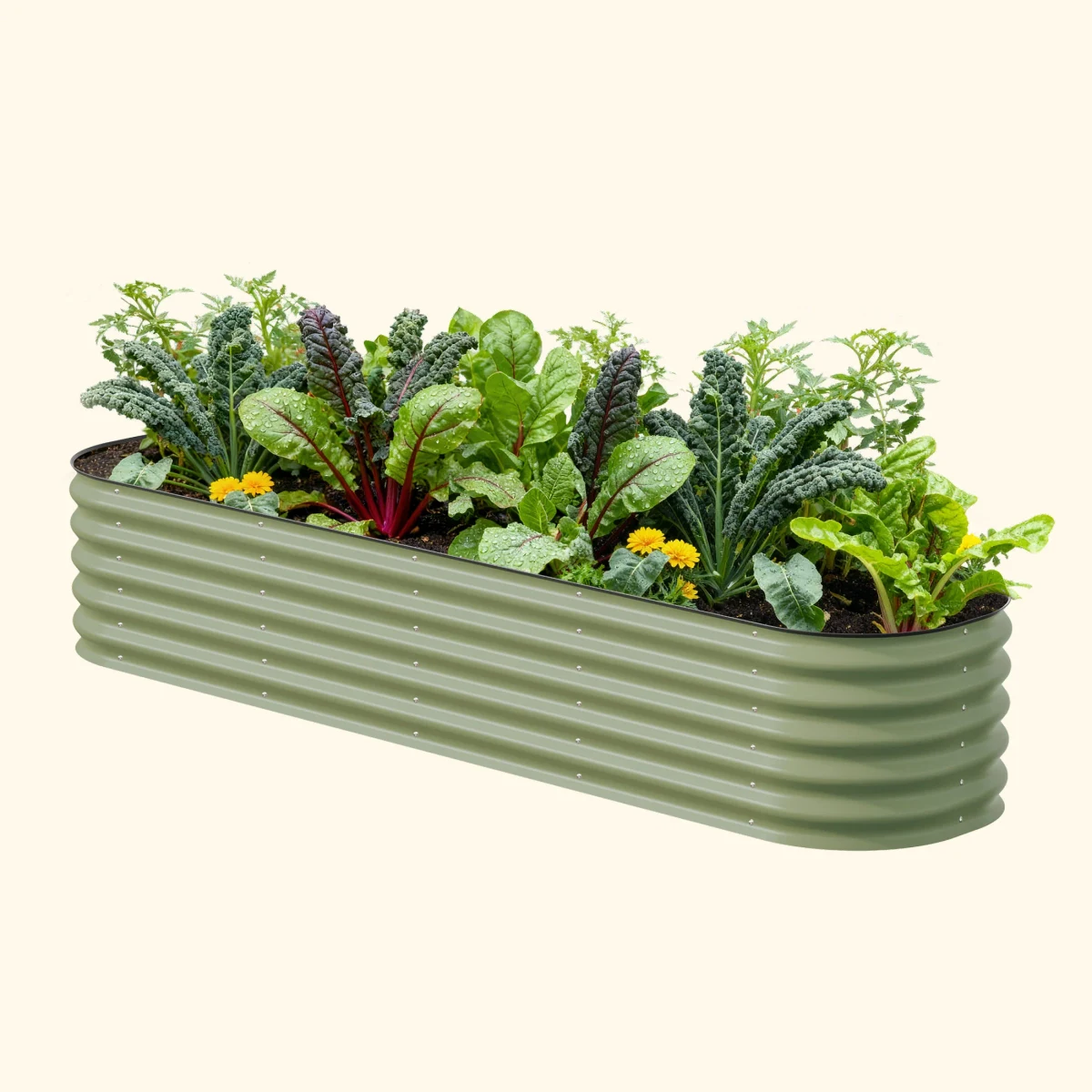 Vego Garden 17" 9 in 1 Modular Metal Raised Bed Olive Green