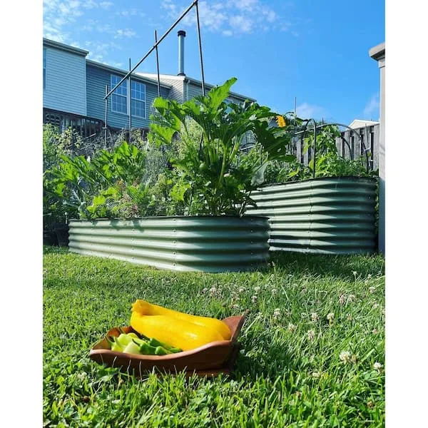 Vego Garden 32" 9 in 1 Modular Metal Raised Bed Olive Green - Image 2