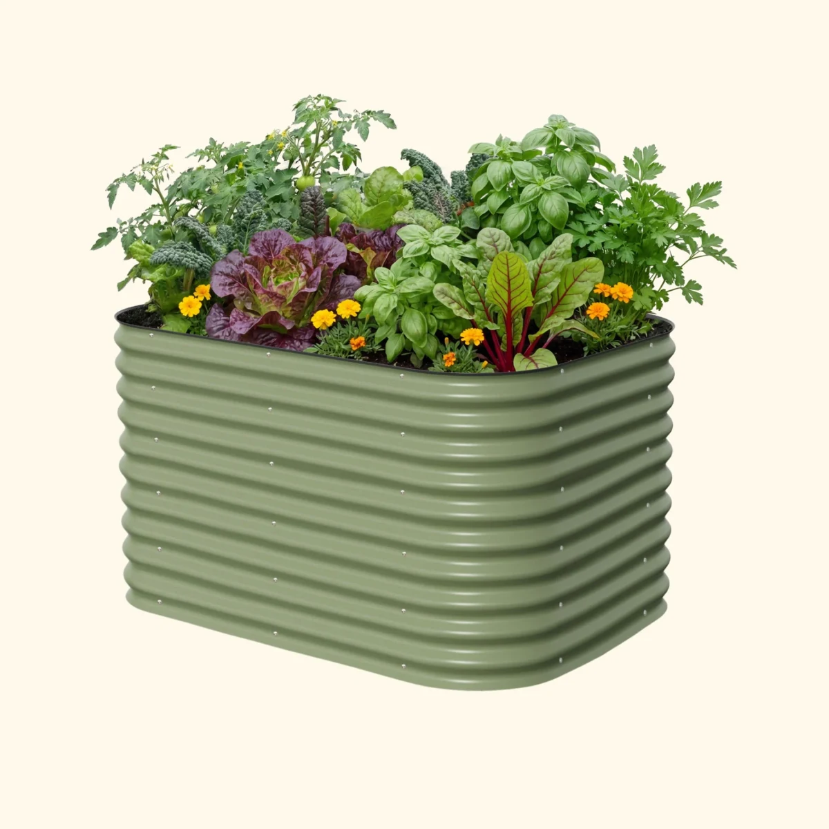 Vego Garden 32" Extra Tall Classic 6 In 1 Modular Metal Raised Garden Bed Kit Olive Green